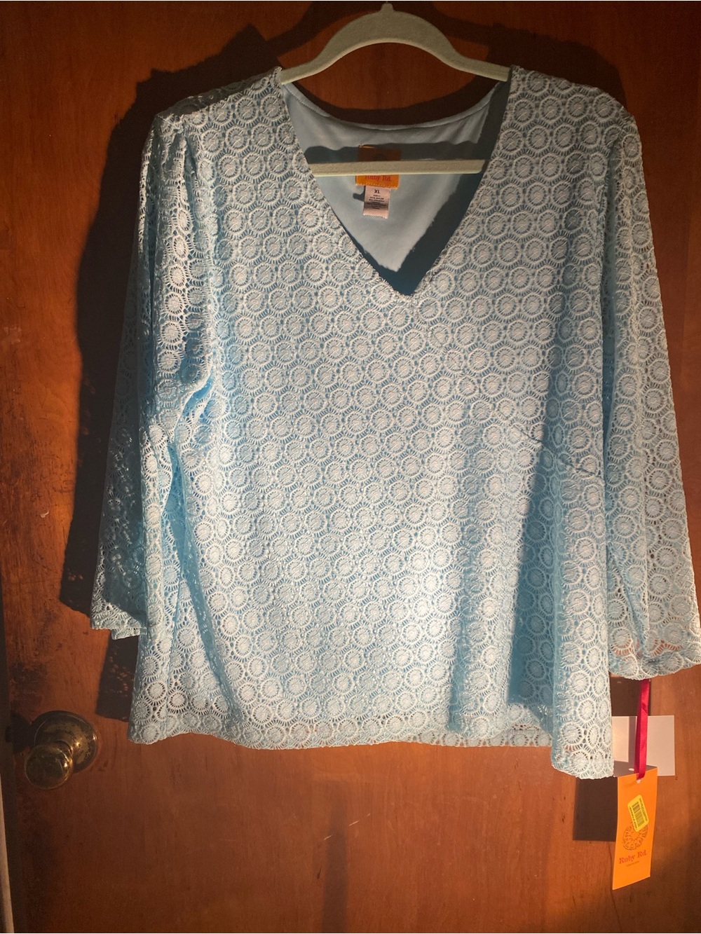 Ruby Rd. Light Blue Lace V-Neck Tunic